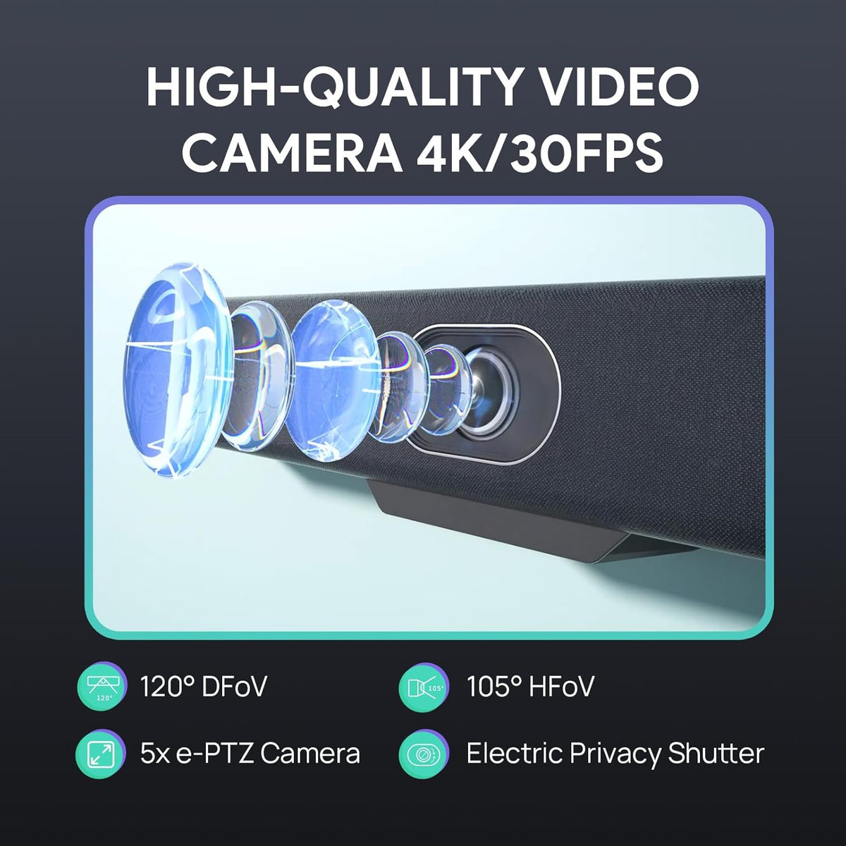 Yealink 4K USB Video Conference Camera - 120° Wide Angle, Microphone, Speaker, Auto Framing, for PC Meetings, Microsoft Teams & Zoom