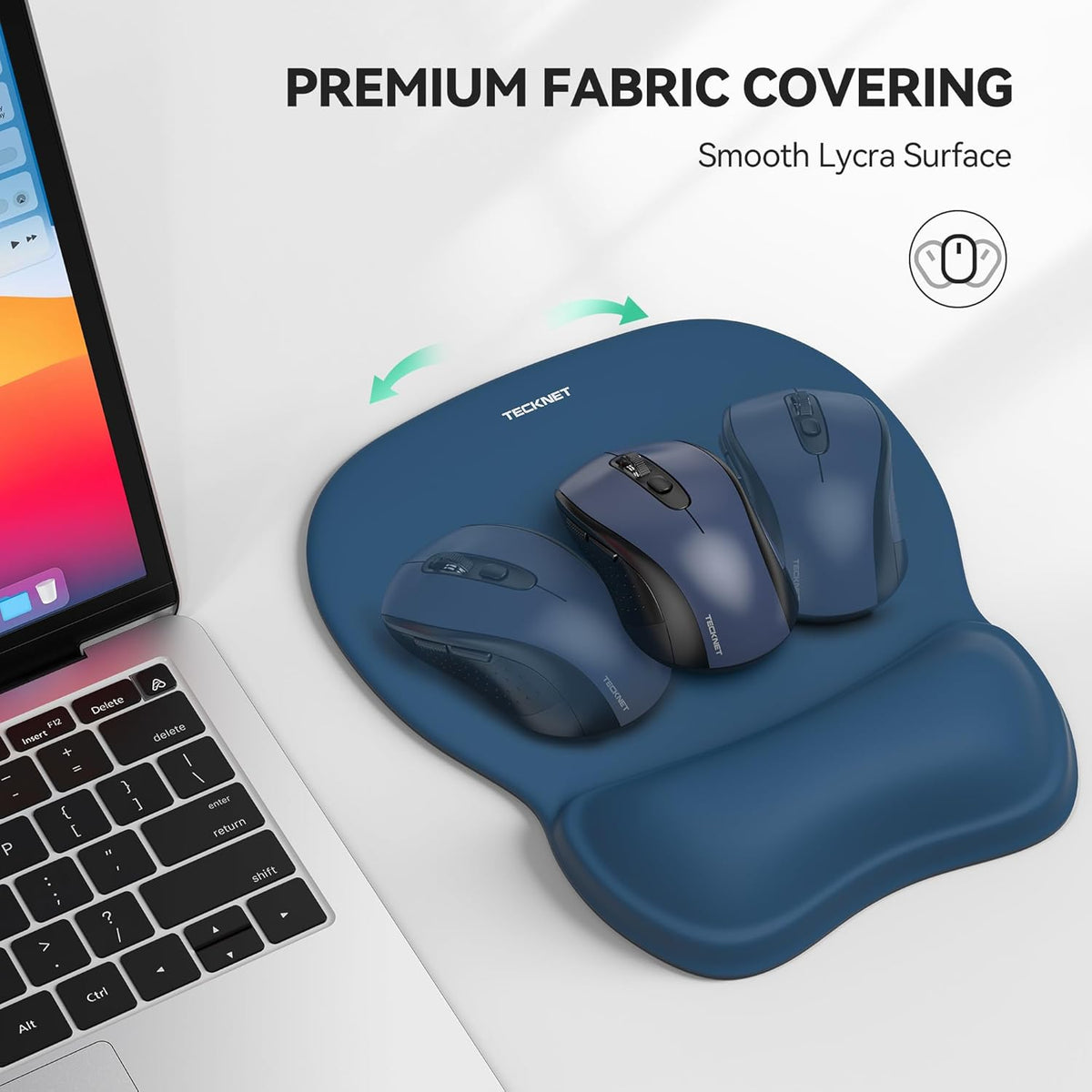 TECKNET Gel Mouse Pad with Wrist Rest, Ergonomic Office Mousepad with Wrist Support - Non-Slip & Smooth Surface Comfortable Desk Accessories Mat for Office, Gaming and Study - Navy
