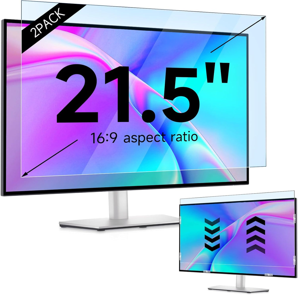 IPROKKO 【2 Pack】 21.5 inch Anti-Blue Light Monitor Screen Protector for 16:9 Widescreen,Removable Anti Glare Blue Light Blocking Screen Filter，LED PC Anti-UV Eye Protection Filter Film