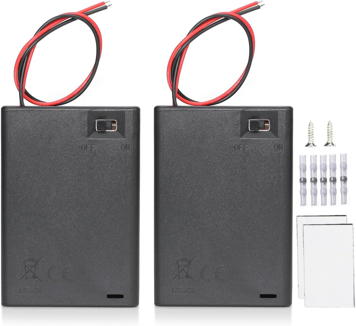 Goweewon 2 Pack 3 (3x1.5 4.5V Pack (3 AA Battery Holder, AA Battery Holder with Leads, with Switch, Volt) AA Battery