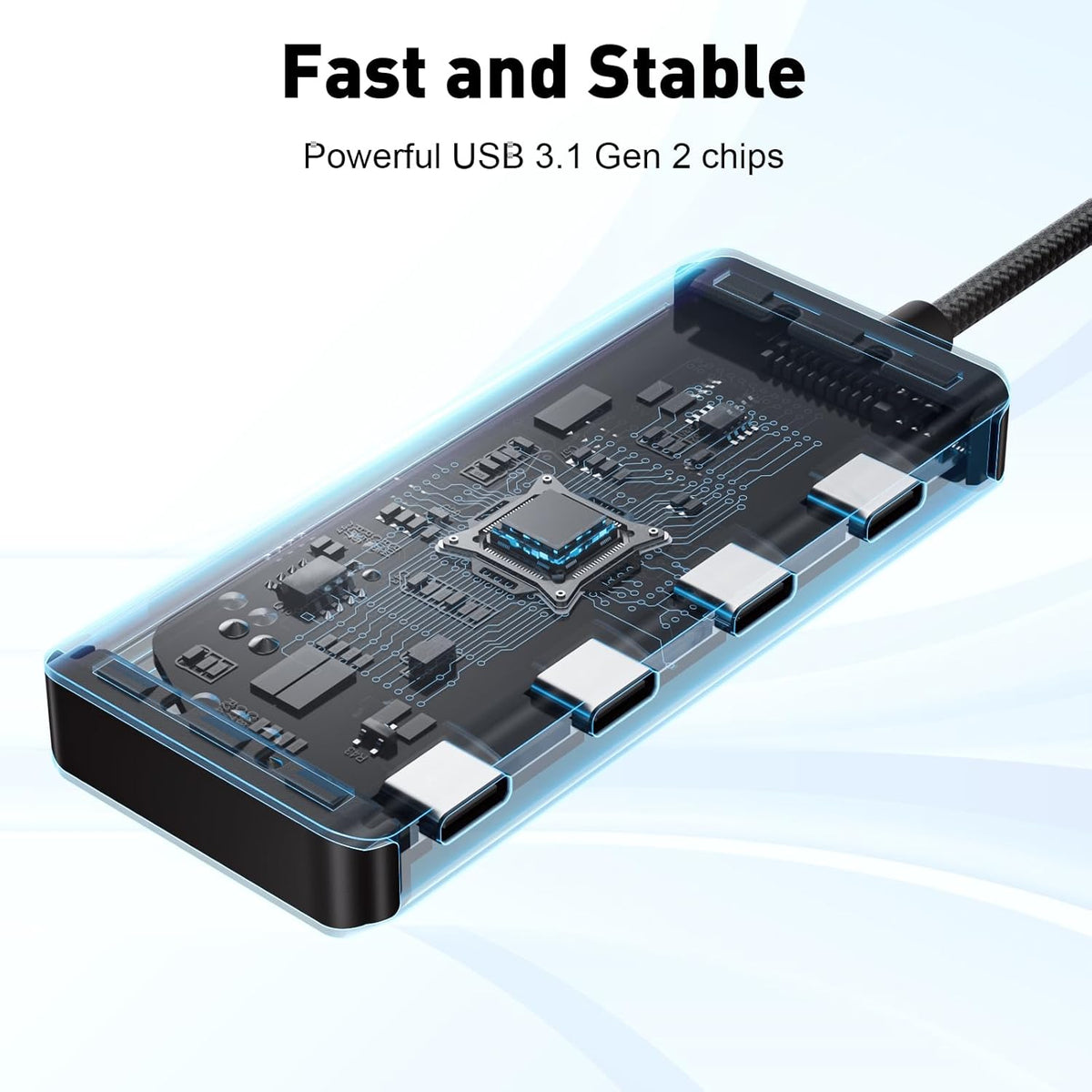 USB C Hub, 10Gbps High-Speed Type C Splitter with 4 USBC 3.2 Port, Plug and Play USB-C Multiport Adapter for Docking, MacBook Pro/Air, iPhone 15/16, iPad, Surface Pro, Dell, XPS and More