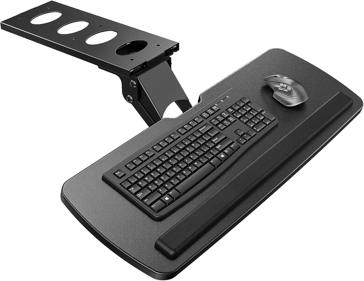 HUANUO Keyboard Tray Under Desk, 360 Adjustable Ergonomic Sliding Keyboard & Mouse Tray, Under Desk Keyboard Tray Slide Out, Keyboard Holder Under Desk for Typing in Home, Office Work, 25"W x 9.84"D