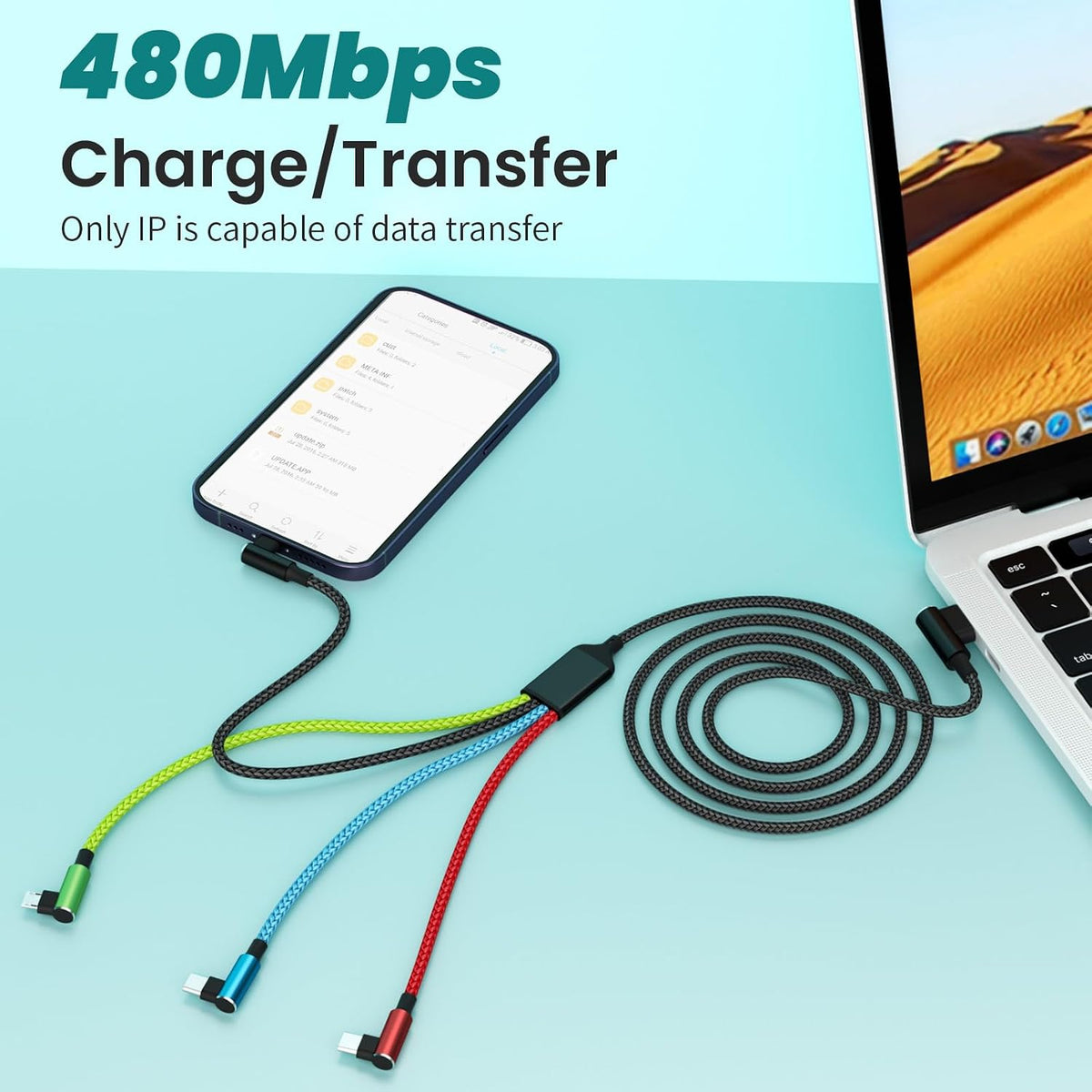 90 [2Pack 5FT], 4 1 Travel Essentials Degree Multi Charging Cable Right Angle in Charging Cable, USB Cable Charging