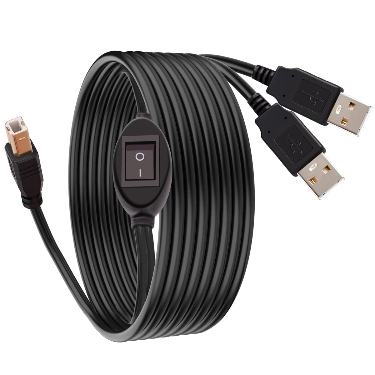 GIASYIEH 2 1 (4.5M/14.7FT) in Printer Cable Splitter, USB B to Dual USB A Cord for Two Computers Sharing One