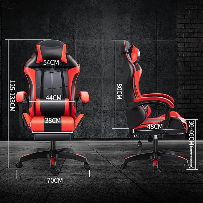 Gaming Chair with Footrest Gamer Chair with Lumbar Support and Headrest Height Adjustable Office Chair with 360°-Swivel Seat Pink