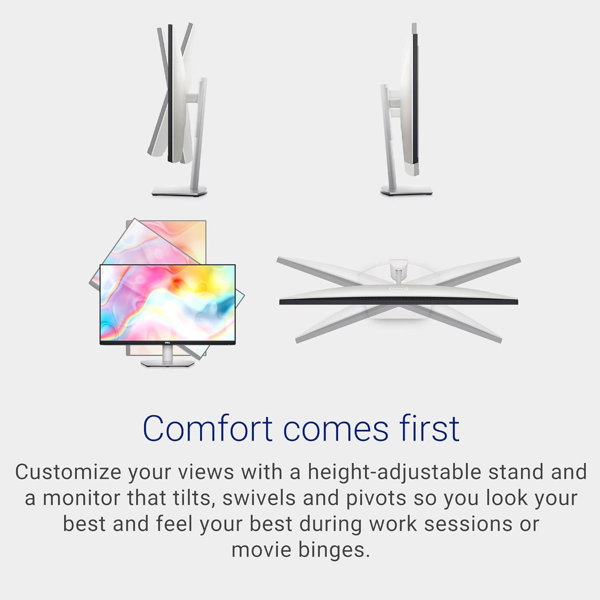Dell S2722DC Monitor - 27-inch WQHD (2560x1440) 75Hz 4Ms Display, AMD FreeSync, Built in Speaker, USB Type-C Connectivity, Height/Pivot/Swivel/Tilt Adjust - Platinum Silver