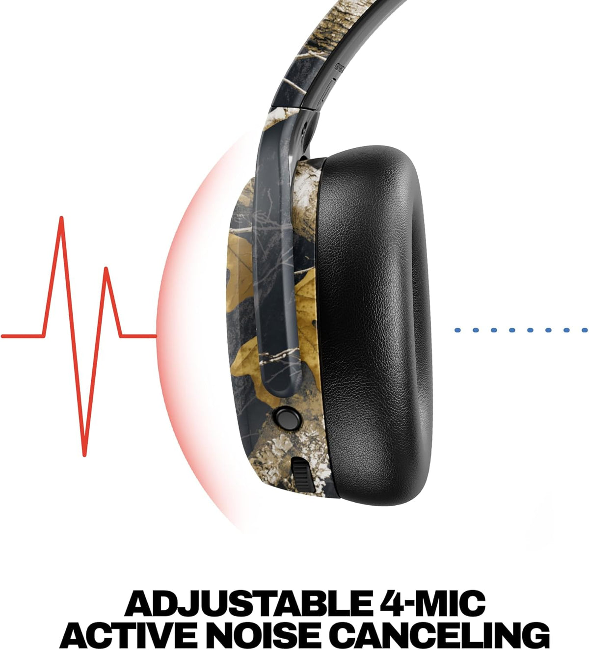 Skullcandy Crusher ANC 2 Wireless Over-Ear Bluetooth Headphones with Multi-Sensory Bass, Active Noise Cancelling, Up to 60 Hours Battery, Microphone for iPhone Android - Realtree Edge Colors Black
