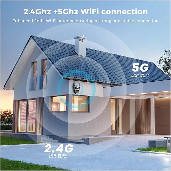 16MP WiFi Camera IP PTZ Three Screen 180° Wide Angle Auto Tracking 10X Digital Zoom 20MP Security Protection(EU Plug16MP NO SD Card)