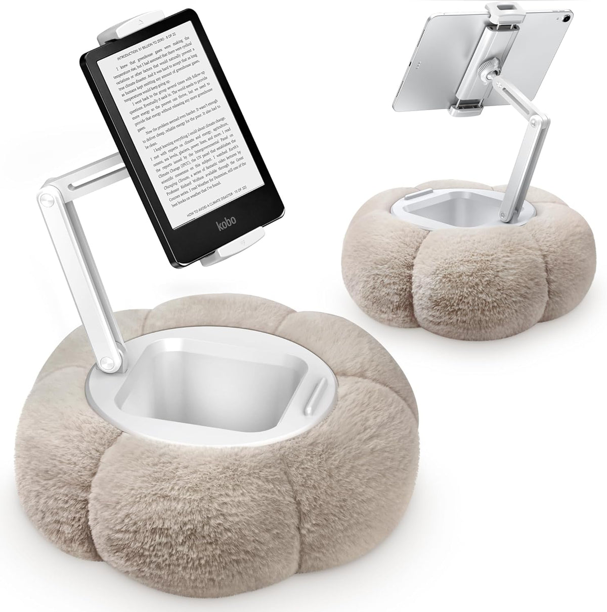 CreaDream Pumpkin Tablet Pillow Stand Holder for Kindle iPad, Adjustable Phone Pillow Stand for Lap Bed with Detachable Snack Bowl, Compatible with 4.7"-13" Tablet, iPad, iPhone, Samsung Tabs, Kindle