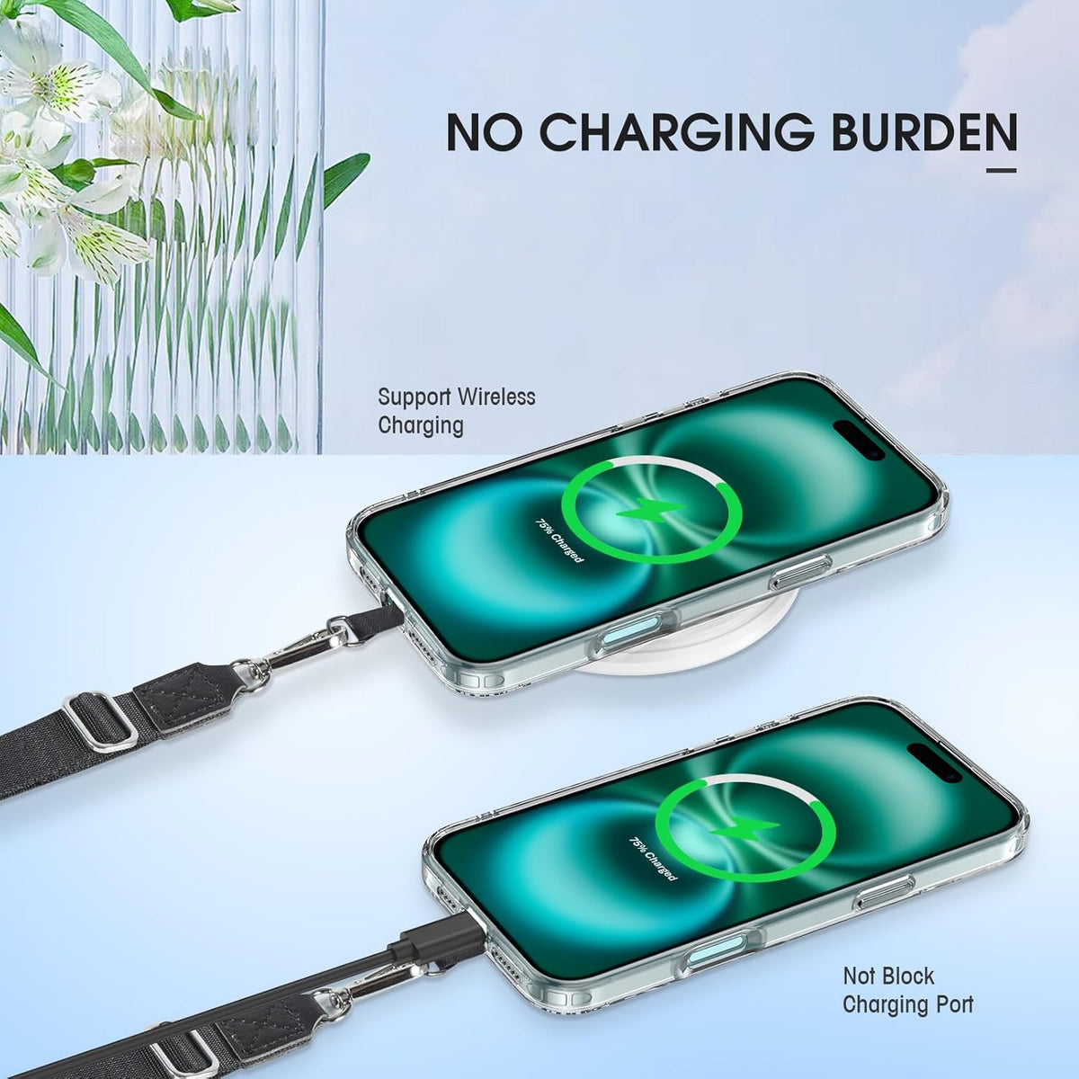Phone Lanyard 2 Pack, Adjustable Cell Phone Multifuctional Patch Lanyards,Compatible with Most Smartphones and Wallets Keys ID Badges Travel Essentials(Black+Gray) (Lanyard Letter Sign O)