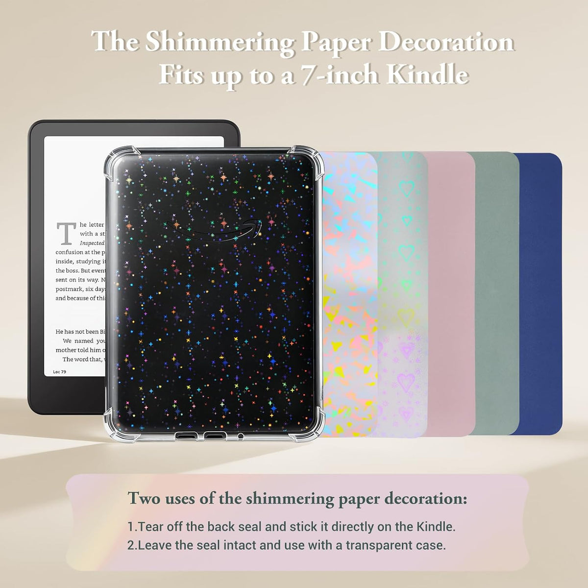 CoBak 7" 6 1 Clear Case for All-New E-Readers - with Pcs Inserts Cardstock Paper, Pcs Dust Plug, not Compatible