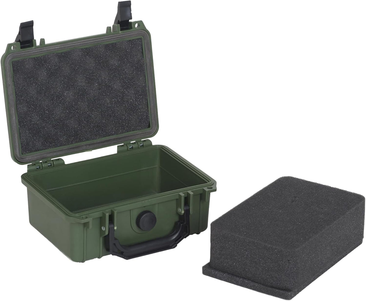 MEIJIA IP67 waterproof hard compact case,Customizable Fit Foam,8.12”x6.56”x 3.56”,Fit Use of Drones, Cameras,Equipments,lens (Green)