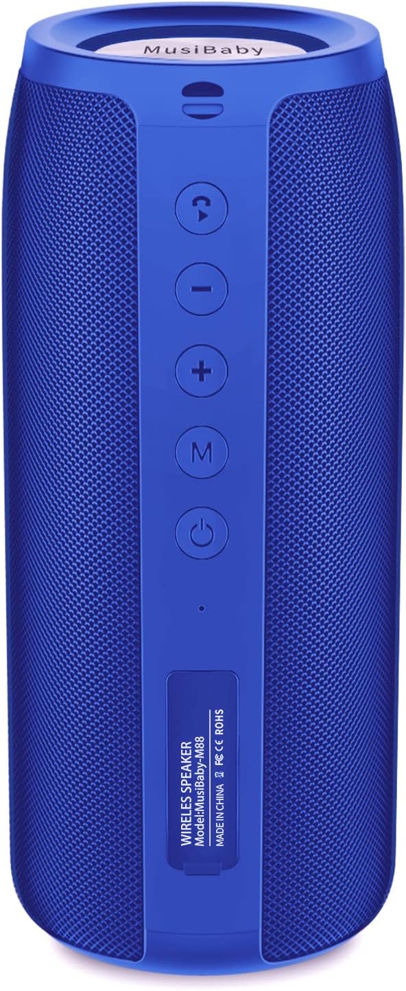 Bluetooth Speaker,MusiBaby M88 Speakers,Dual Pairing, Bluetooth 5.3,Loud Stereo Sound,Booming Bass,30H Playtime for Home& Outdoor Party,Beach,Portable Speaker,Gifts(Blue)