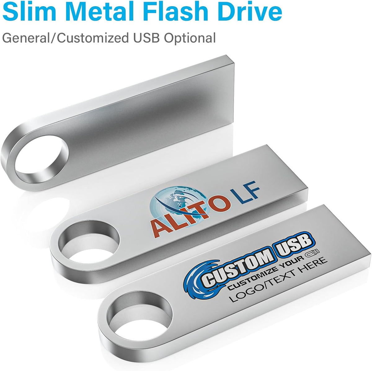 ABLAZE 16GB Flash Drive 10 Pack, Metal USB 2.0 Thumb Drives with Keychains USB Sticks Pendrives (Sliver)