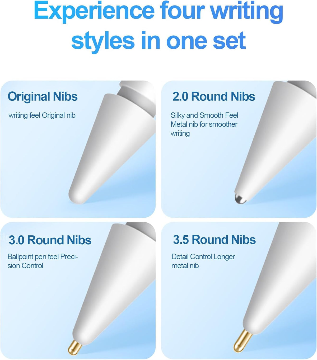 Replacement Tips for Apple Pencil Accessories - 4 Pack Mix Replacement Pencil Tips for Apple Pencil 2nd/ 1st Gen/USB-C/Pencil Pro