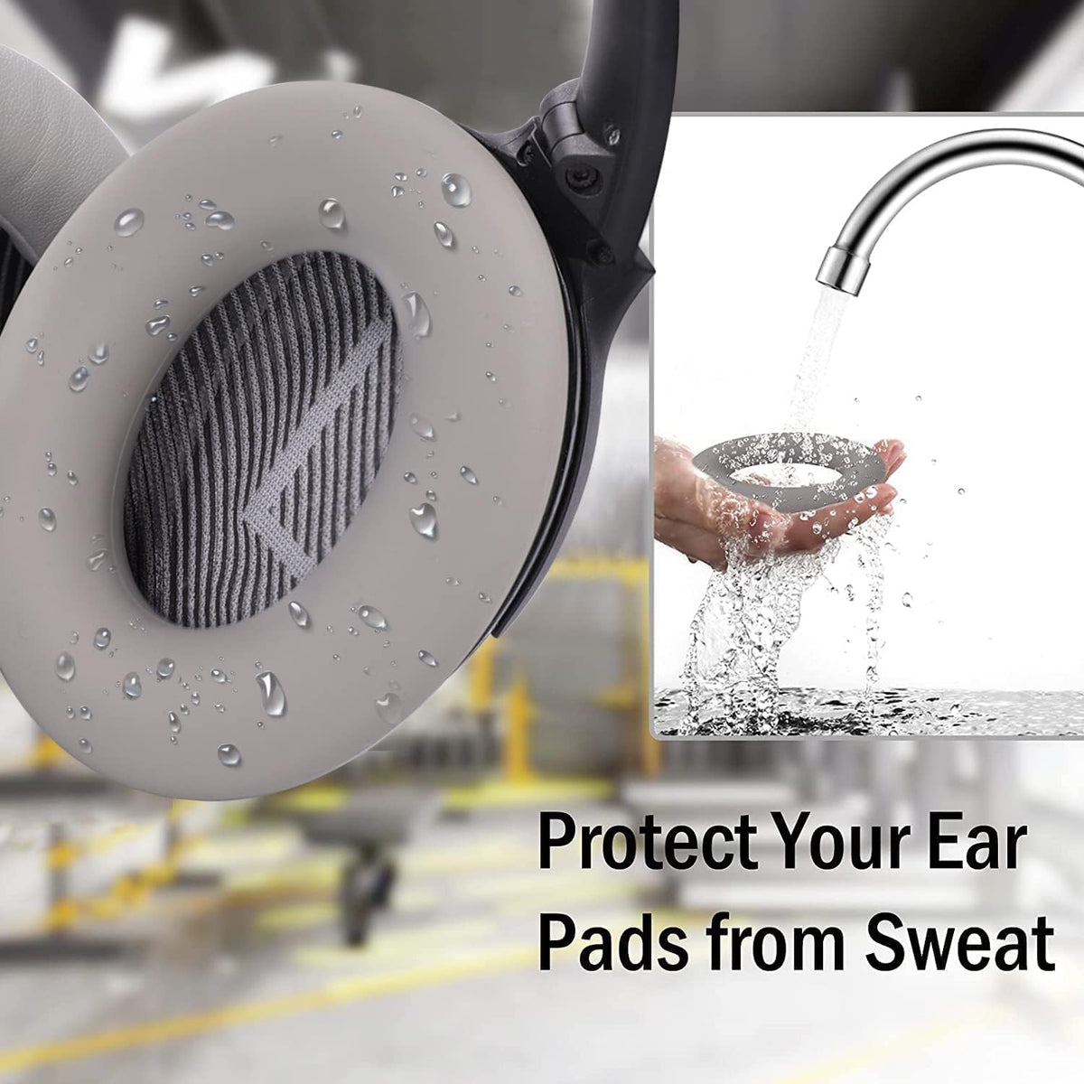 SOULWIT Silicone Ear Pads Cover Protector for Bose QuietComfort QC15 QC25 QC2 QC35 QC45/Ae2 Ae2i Ae2w/SoundTrue & SoundLink AE Headphones Cushions, Sweatproof, Easily Washable - Grey