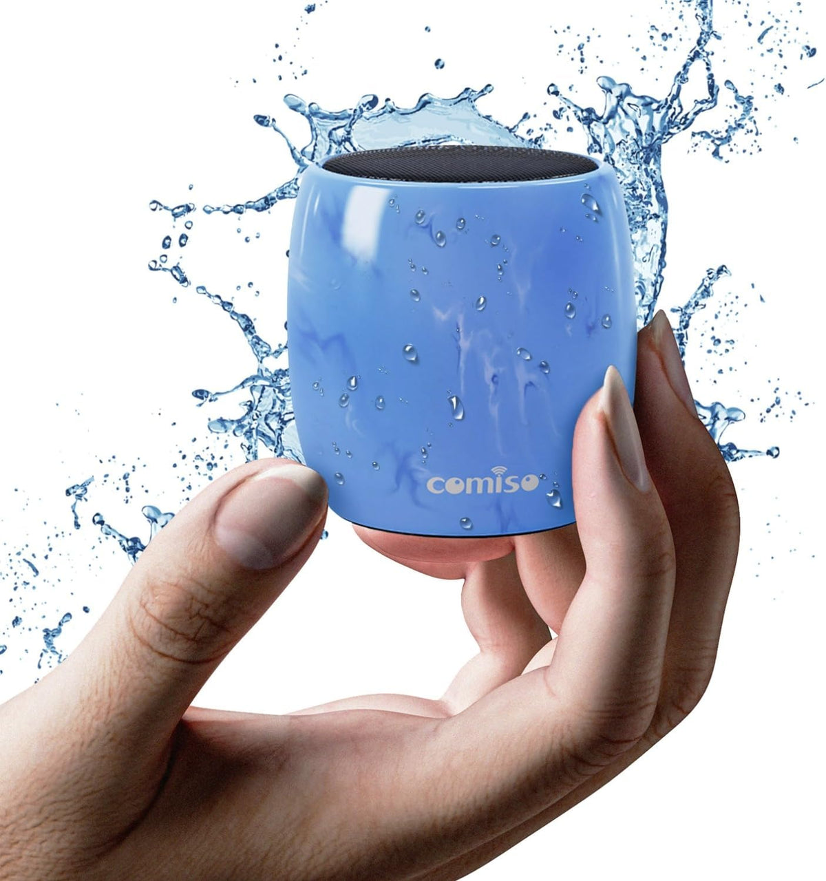 comiso Small Bluetooth Speaker, IPX7 Waterproof Speaker with Robust Bass and Stereo Sound, Wireless Speakers with Hands-Free Call, Portable Speakers for Hiking, Car or Trip, Ideal Gift for Men, Women