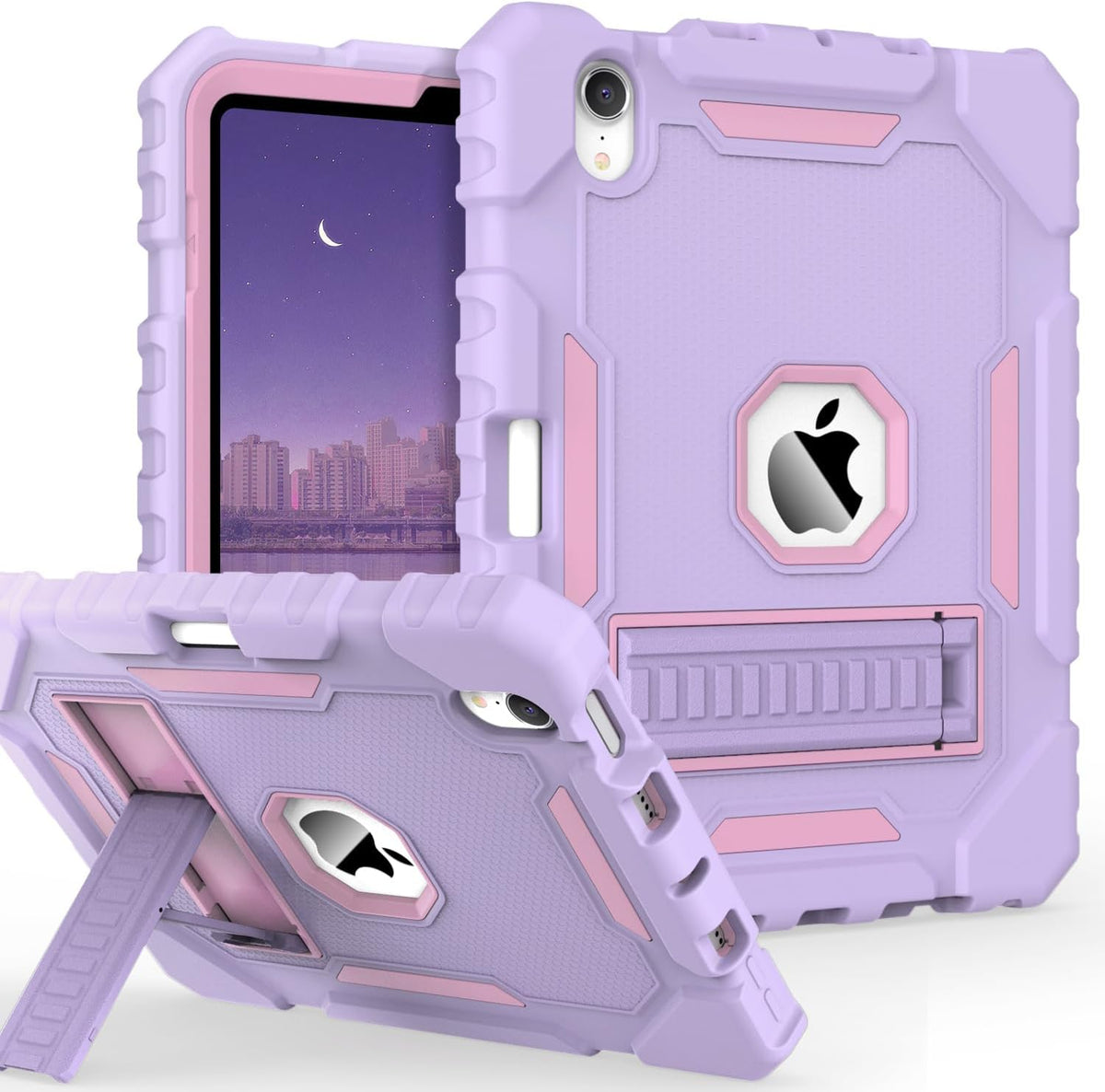 Grifobes Case for iPad Mini 7 (A17 Pro) 2024 / Mini 6 2021 8.3 inch, Heavy Duty Shockproof Rugged Cover with Pencil Holder Stand, for I Pad Mini 7th/6th Gen 8.3" Case for Kids Girl (Purple)