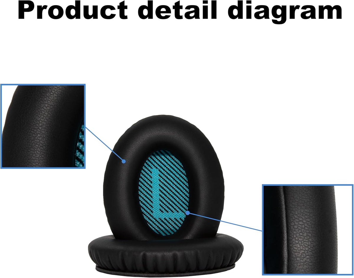 Replacement Ear Pads - Compatible with QuietComfort 35 & QC35 ii Headphones,Soft Protein Leather, Premium Noise Cancelling Earpads, Durable & Comfortable Ear Cushions (QC 35-Black&Blue)