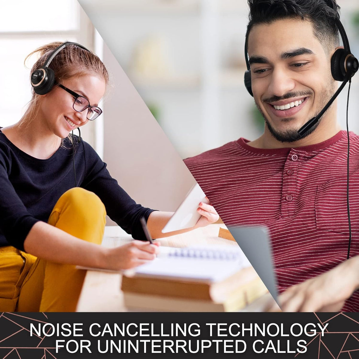 Bulk Headsets With Microphone (10 Pack) - Noise Canceling Computer Headset For Office, Meetings, Chat- Comfortable Over-Ear PC Headphones With Rotating Mic- 3.5 Jack For Universal Connectivity