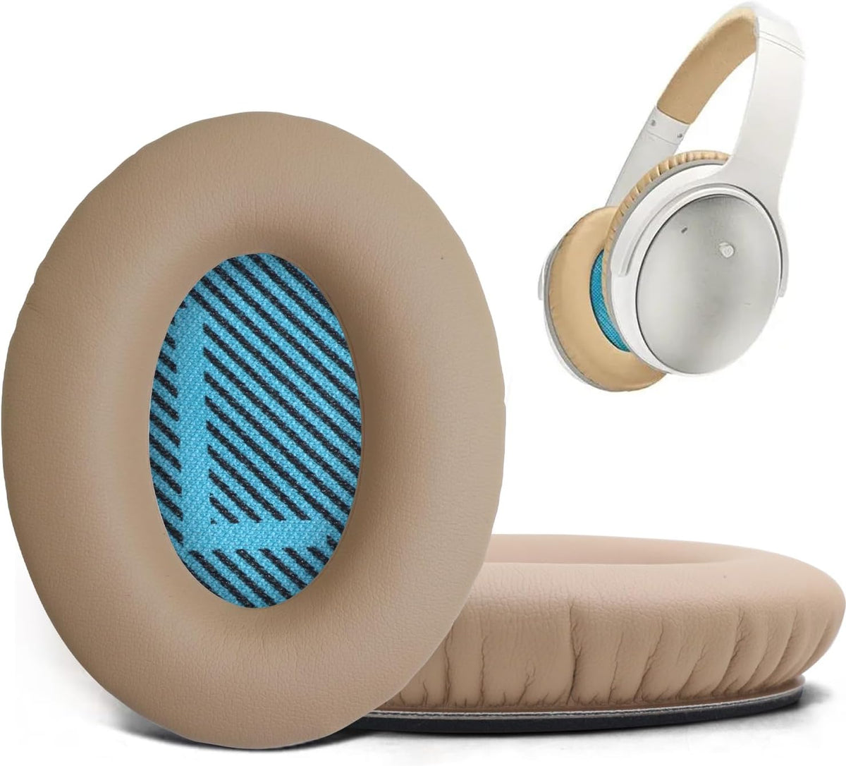 Headphones Replacement Ear Pads,for Bose Quietcomfort QC35 35 ii Ear Pads with Softer Leather, Noise Isolation Foam-Khaki
