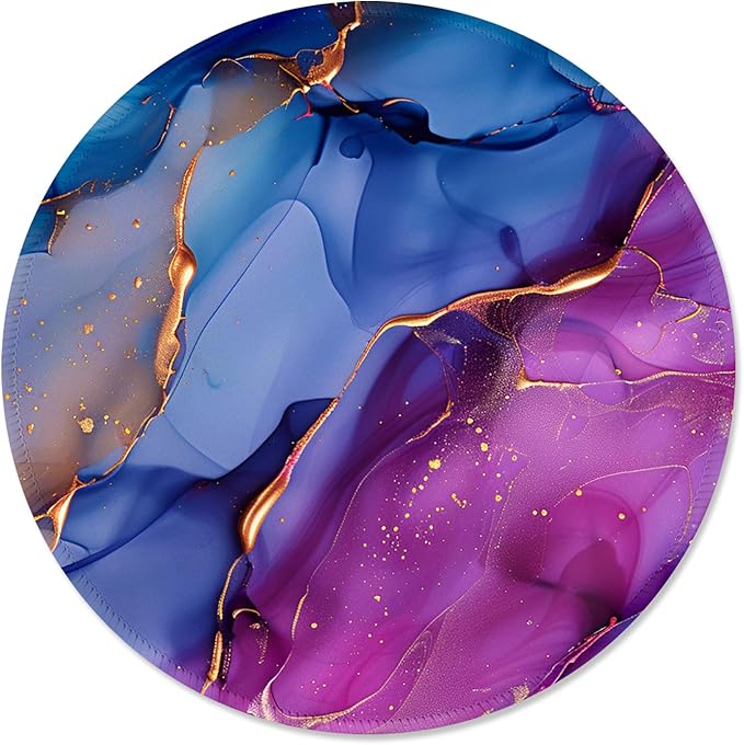 ITNRSIIET Mouse Pad Non-Slip Rubber Base Smooth Surface Stitched Edges Waterproof Durable Compatible with All Mice for Office & Gaming, Desk Accessory, Diameter 8.7 inch, LiquidGold