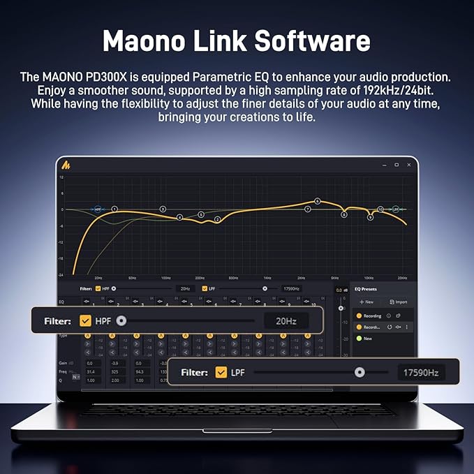 MAONO USB XLR Dynamic Microphone for Podcast: PC Computer Gaming Mic with 192kHz/24bit for Studio Recording Streaming Content Creation (PD300XT+BA37)