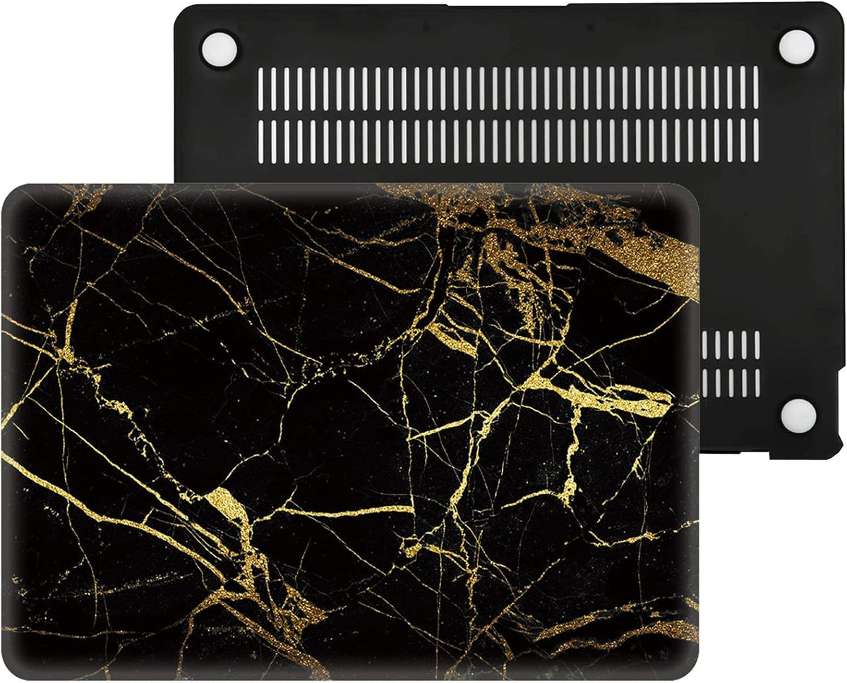 Black Gold Marble Laptop Cover Compatible with MacBook Air 13/13.3 Inch Case 2017 2016 2015 2014 2013 2012 2011 2010 A1466/A1369, AMCJJ Plastic Hard Shell Case & Keyboard Cover &Screen Protector