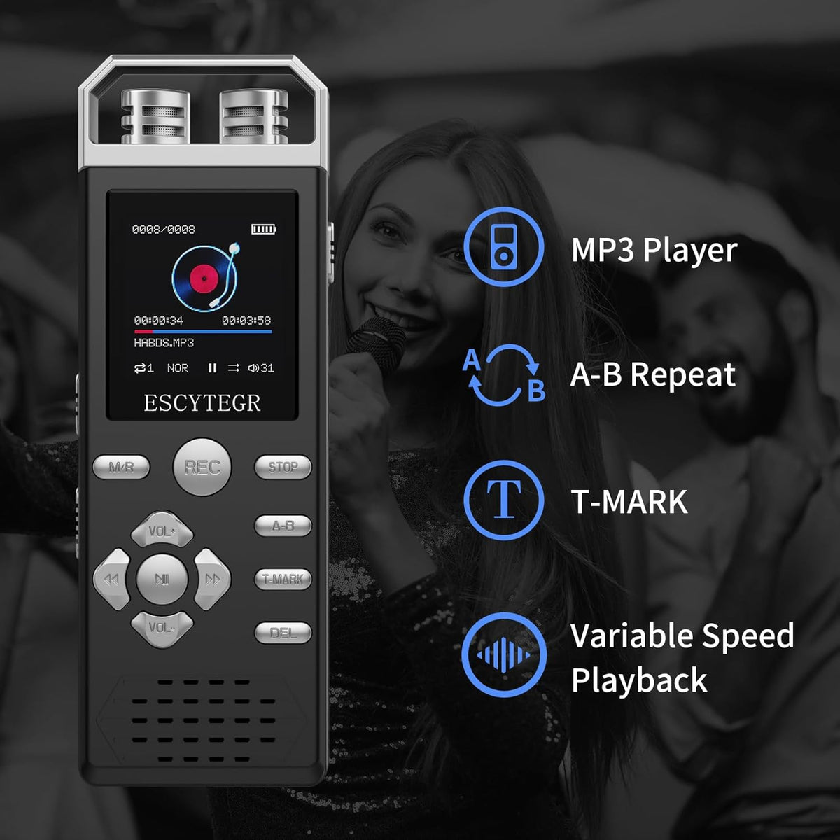 80GB Digital Voice Activated Recorder 1536KBPS Audio Voice Recorder with Playback Recording Device Dictaphone Sound Tape Recorder with Password Protection for Lectures,Meetings