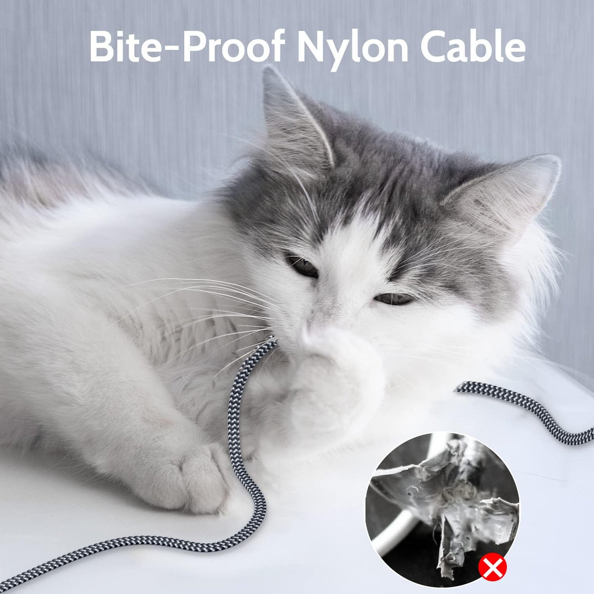7 6.6 RJ45 PS5 6 Cat Ethernet Cable ft, High Speed Flat Nylon Braided Internet Network Cord, Shielded LAN Wire