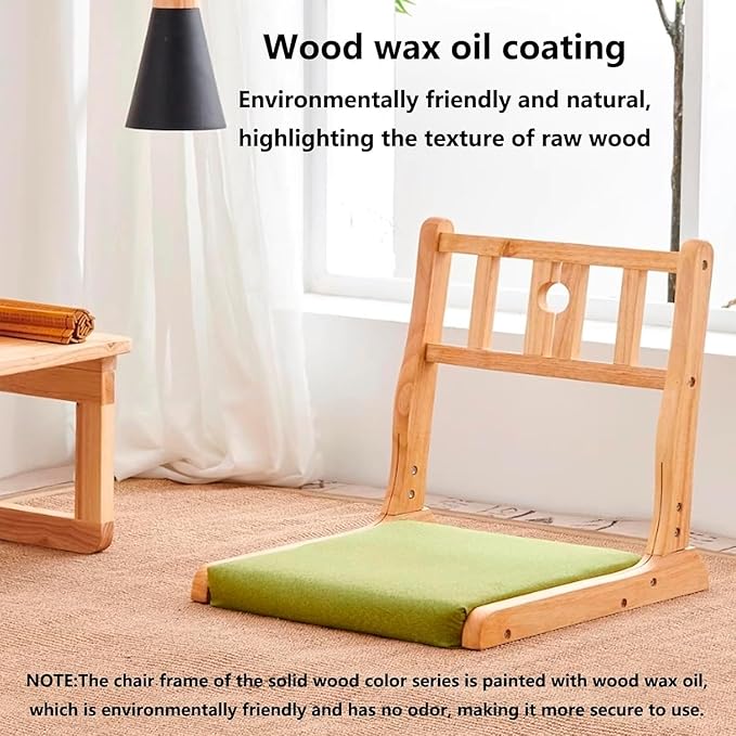BTZHY Floor Chair Floor Chair Tatami Meditation Yoga Chair Foldable Indoor Outdoor Chair with Backrest Rubber Wood Legless Back Chair(N)