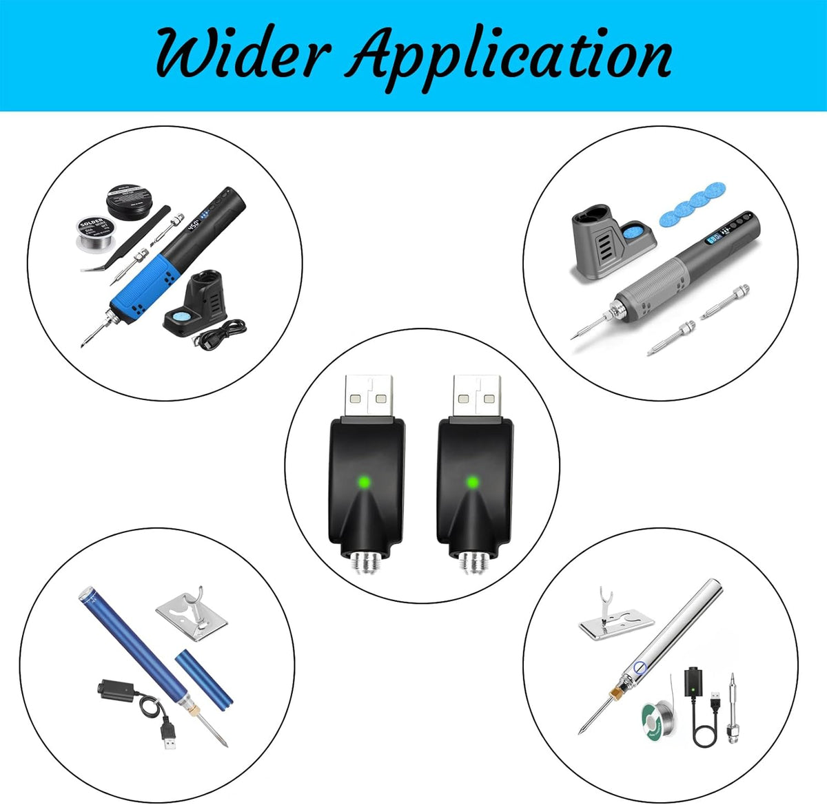 finlusri 2 Pcs Replacement Tip Chargers for Wireless Soldering Iron - Charger with LED Indicator