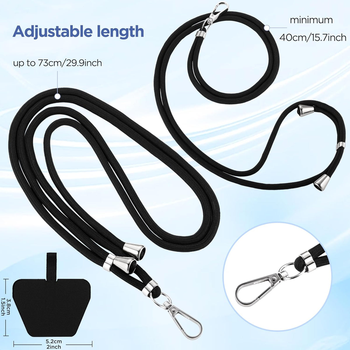 CACOE Phone Lanyard 2 Pcs-2 Pcs Adjustable Neck Strap, 4 Pcs Patches, Universal Crossbody Multifuctional Cell Phone Lanyards Compatible with Most Smartphones(Black+Dark Brown)