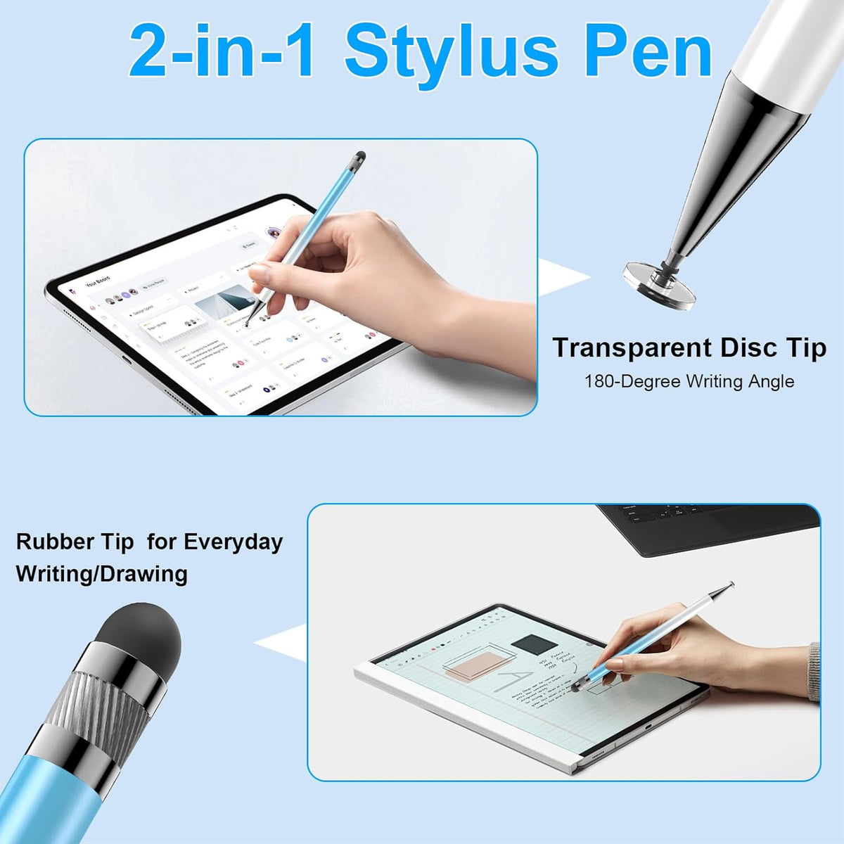 Bopomofo Stylus (5 Pcs),2-in-1 Stylus Pen for Touchscreen, High Precision and Sensitivity, Suitable for iPhone/ipad/Android Tablets, Compatible with All Touch Screens(Pink/Yellow/Green/Blue/Purple)