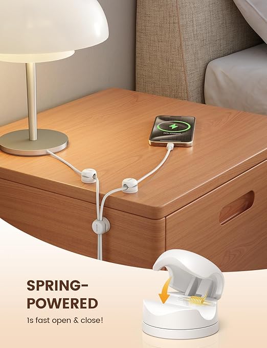 Lamicall 12Pack Rotatable Cord Organizer, Office Desk Nightstand Accessories - Cable Clips Management, Birthday Gifts for Teens Friends, Desk Phone Charger Holder Gadget, Home Workspace Organizer