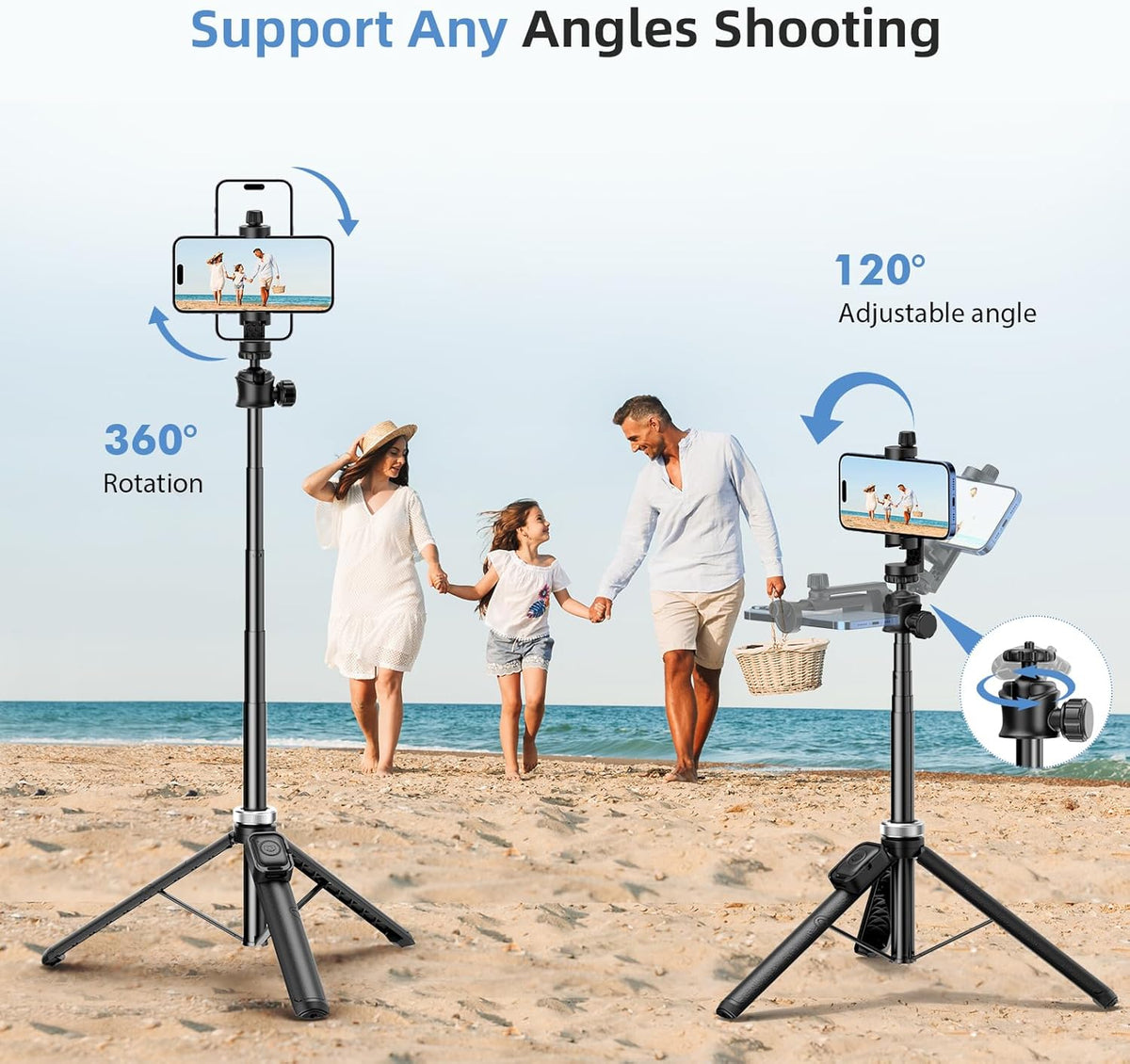62" Phone Tripod - MIIASI Selfie Stick Tripod with Remote for Video Recording, iPhone 14/13/12 Pro Max/Android