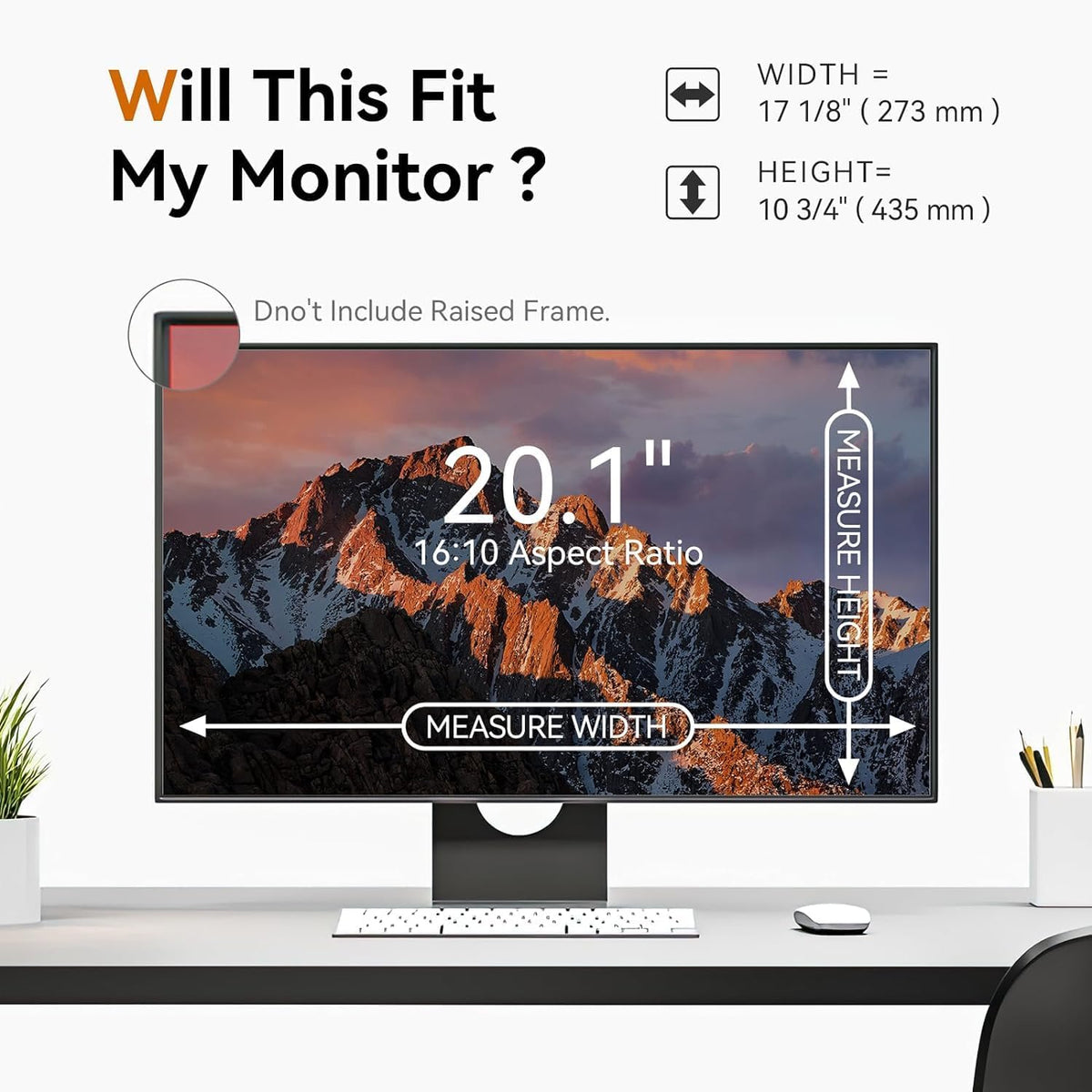 [5-Pack] 20.1 Inch Computer Privacy Screen for 16:10 Widescreen Monitor, Anti Glare Anti-UV Eye Protection Desktop PC LED Monitor Filter, Removable Anti-Scratch Screen Film 20in