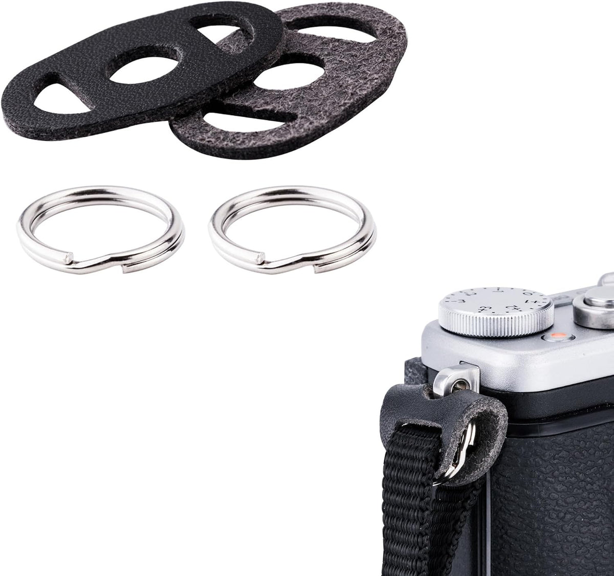 8 7 X100VI X100V X30 X70 X-E5 X-E2S A6100 A6600 KIWIFOTOS Camera Strap Split Round Lug Ring Anti-scratch PU Leather