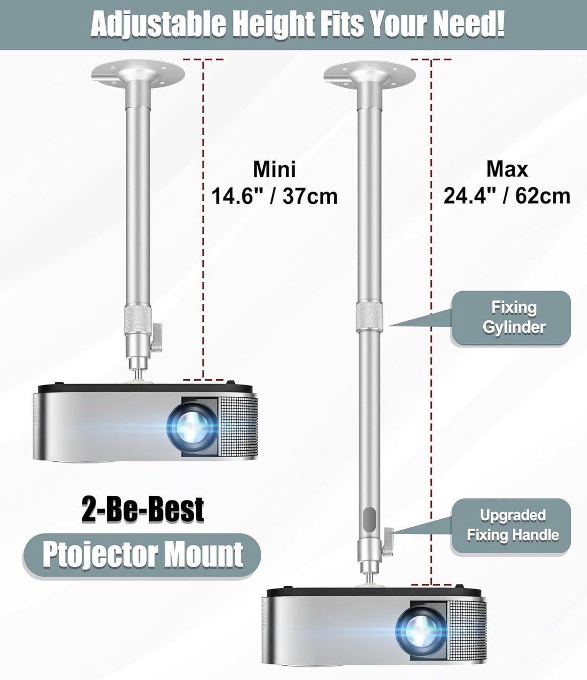 2-Be-Best Mount,14-24in 37-62cm 360 Upgraded Projector / Projector Ceiling Mount Extendable Ceiling Projectors Mounts