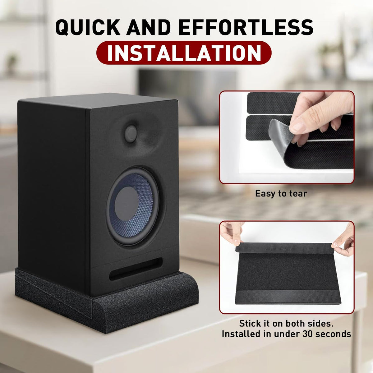 Focusound Studio Monitor Isolation pads for 6-8 Inches Monitors, 2 Pack High Density Acoustic Speaker Isolation Pads Foam