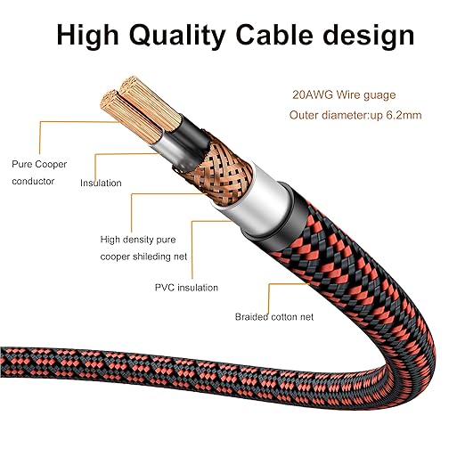 Primeda Audiophile High Purity Copper Aux Audio Cable 3.5mm Male to 3.5mm Male Audio Auxiliary Cord Gold-Plated Stereo HiFi Adapter Cable (Straight to Right Angle, 6.5ft/2m)