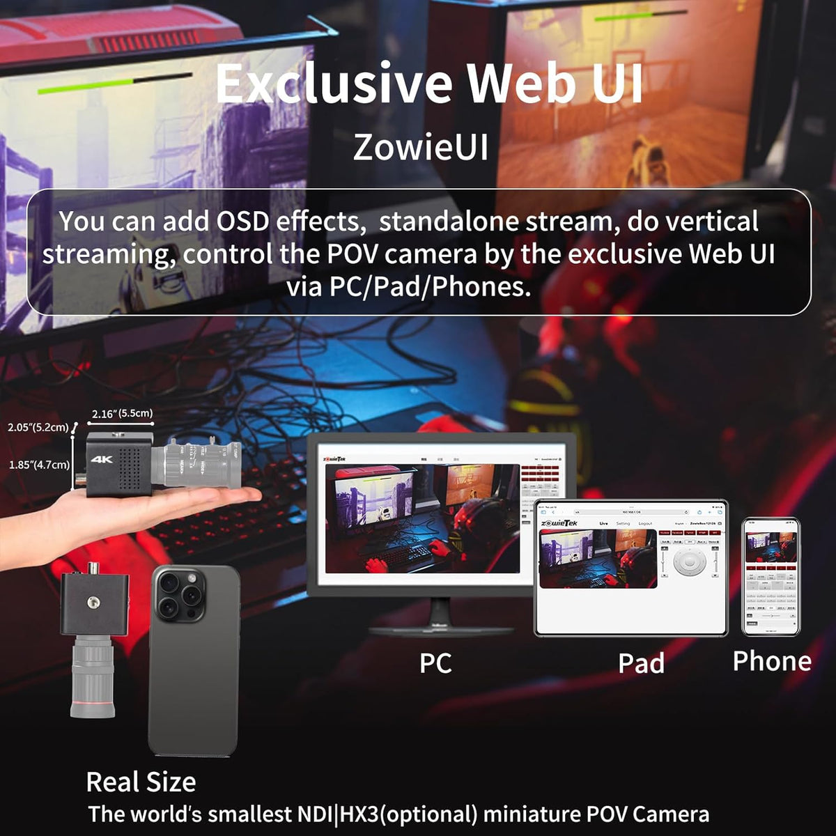 4K Native NDI|HX3 POV Box Camera PoE, Simultaneously HDMI & SDI Output, RTSP/RTMP(s)/SRT, Standalone Live Streaming to YouTube/Facebook/Twitch for Webcast, Meeting, Teaching & Gaming (CS)