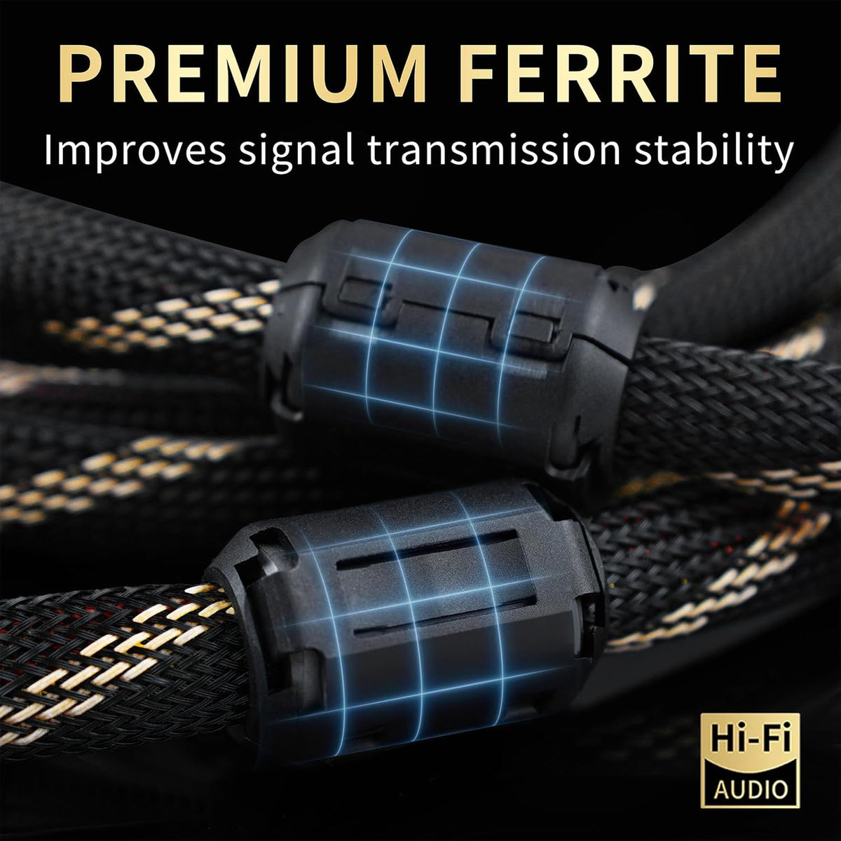 12 AWG Audiophile HiFi Speaker Audio Cable–4N OFC Core,24K Gold-Plated Banana Plugs with Nylon Braid,Compatible with Amplifier,Speakers,AV Receiver & Home Theater(6.56ft/2m) 2-Pack