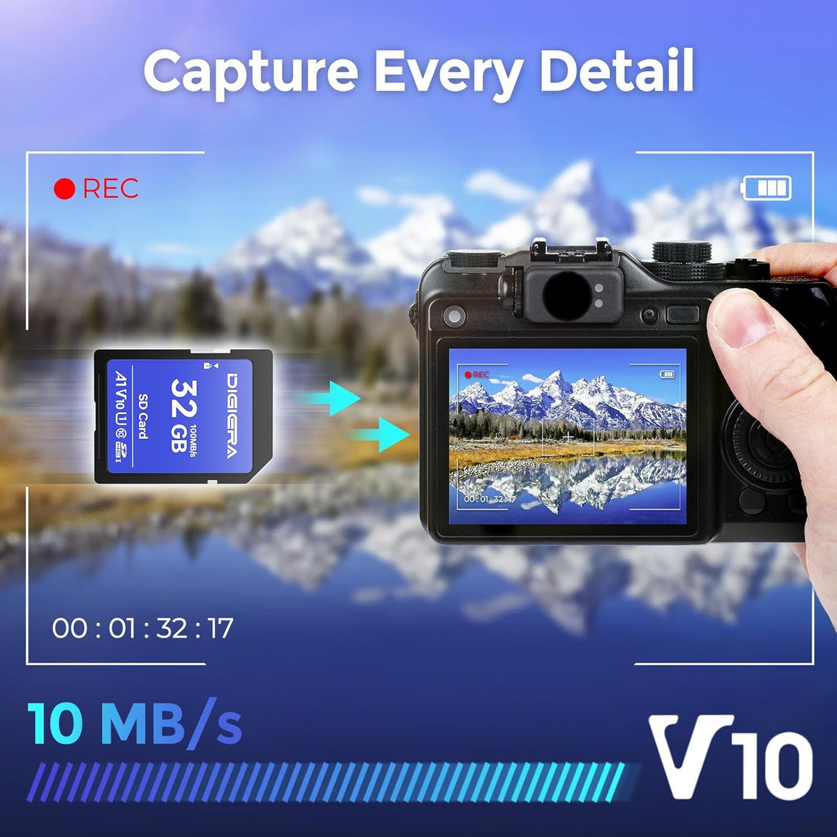 32GB CS100 SDHC UHS-I Memory Card - up to 100MB/s, C10, U1, V10, Full HD, SD Card for Computers, Digital Cameras, Home Theatre Devices, Car Navigation Systems (1 Pack)