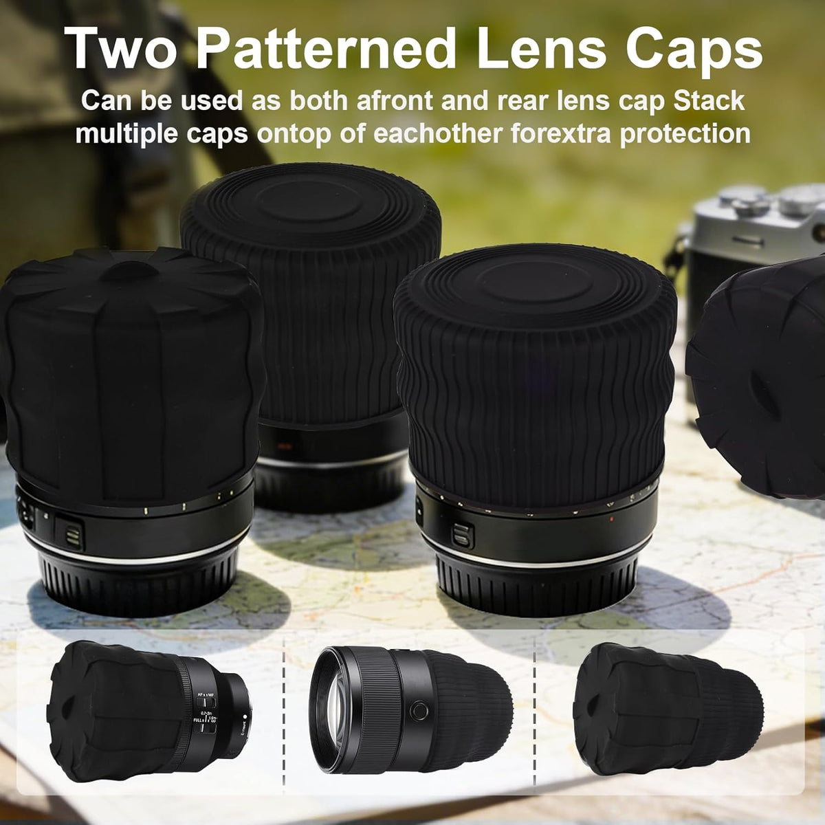 HUYEIOBGD 1855mm Lens Cap, Universal Camera Lens Cover for DSLR & Mirrorless Cameras, Flexible Front Lens Protector