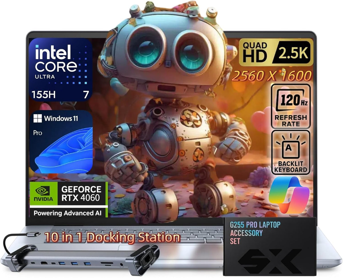 Dell Inspiron 16 Plus Laptop – GeForce RTX 4060, Intel Ultra 7 155H, 16" 2.5K 120Hz Display, Next-Gen AI Copilot, Backlit KB, Win 11 Pro, w/Accessories (32GB DDR5 | 1TB SSD)