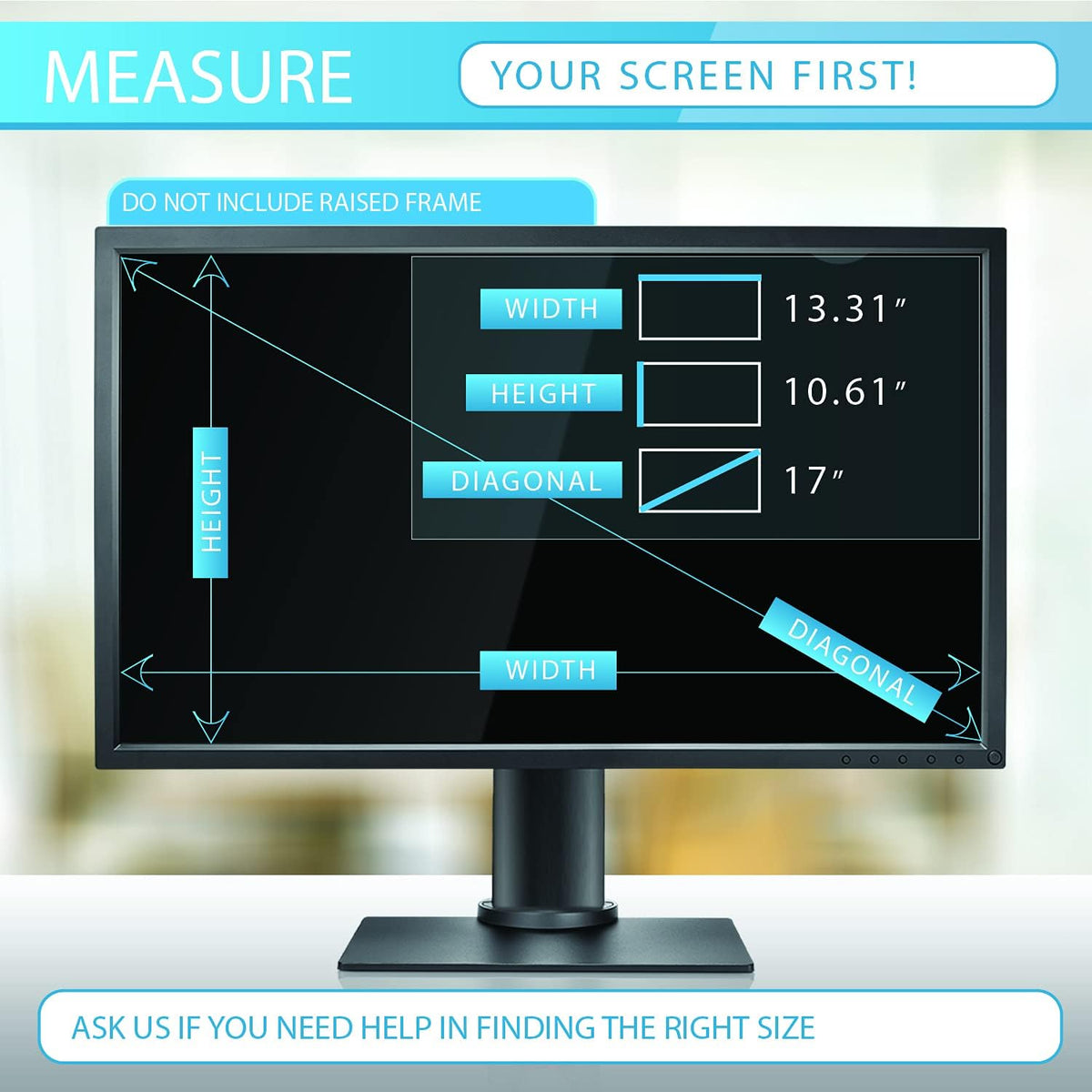 Privacy Screen Filter for 17 Inches Desktop Computer Monitor, (Does NOT fit 17.3 Screen) Screen Protector Size is 13.31 inch width x 10.61 inch height