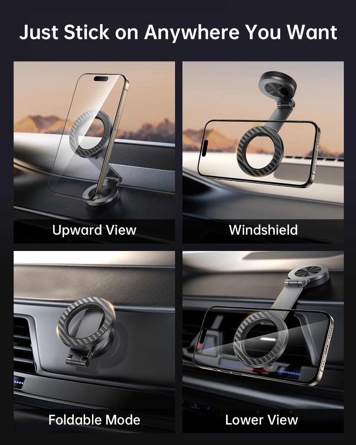 SYNCWIRE for MagSafe Car Mount - [360° Rotation] Magnetic Phone Holder for Car, Adjustable Metal Arm, Car Magnet Phone Mount for Dashboard, Car Accessories Fit iPhone 16 15 14 13 Pro Max &All Phones