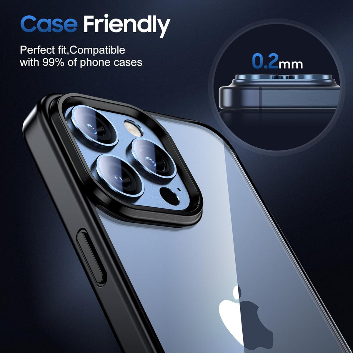 UniqueMe for 3 Pack iPhone 15 Pro/iPhone 15 Pro Max Camera Lens Protector, [Drop Protection] [Case Friendly] Camera Cover Screen [Update New Version] - All-Blue