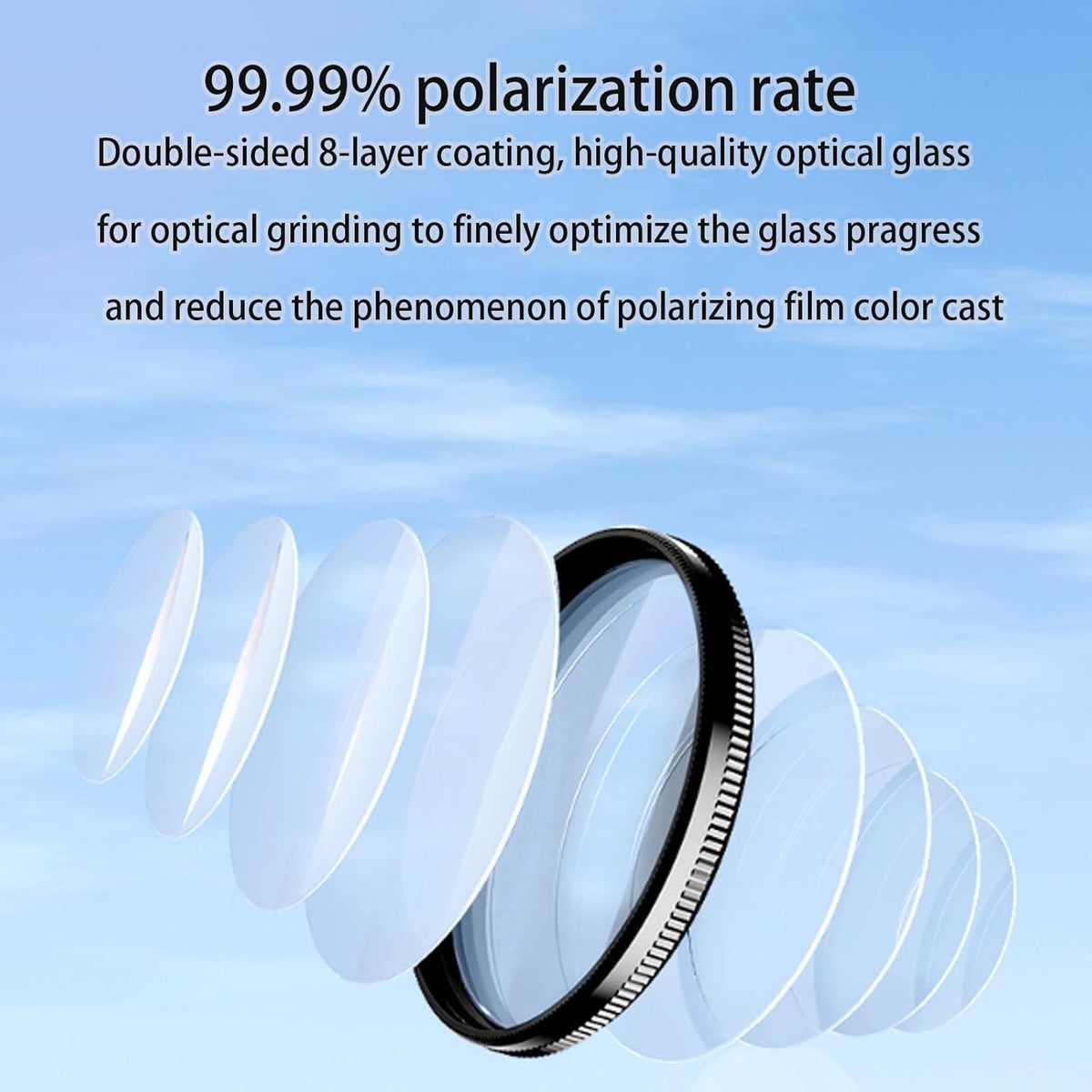 52mm Clip-On Cpl Phone Camera Lens Filter Kit, Circular Polarizer Polarizing Filter Compatible with Most Cell Phones, Cell Phone Lens Polarizing Filter for Iphone with Cleaning Cloth and Case Box(2pcs